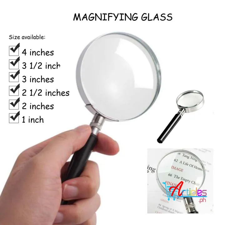 Magnifying Glass 5X 4" 3 1/2" 3" 2 1/2" 2" 1 1/2" Lazada PH