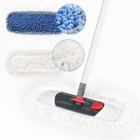 Microfiber Flat Mop with Adjustable Stainless Steel Handle Chenille and Polyester Pad for Kitchen Bedroom Floor Tile Cleaning