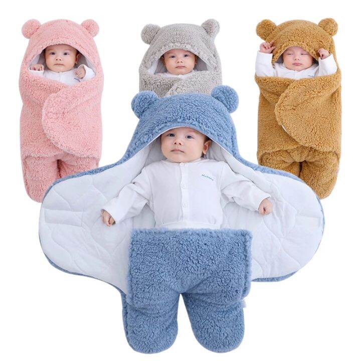 ฤดูหนาวเด็กทารกผ้าห่มซองจดหมาย-thicken-polar-fleece-ทารก-swaddle-ถุงนอนสำหรับทารกแรกเกิด-baby-bedding-wrap-swadde