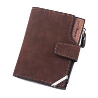 Mens Wallet Leather Short Carteira Vertical Locomotive British Casual Multi-function Card Bag Zipper Buckle Triangle Folding