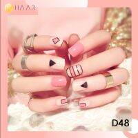 HAAR เล็บปลอม นิ้ว มือ D48 เล็บเจล อะคริลิก แฟชั่น สำเร็จรูป สไตล์ เกาหลี 24 ชิ้น พร้อม กาว, สติ๊กเกอร์ซิลิโคน, แผ่นเช็ดทำความสะอาด แอลกอฮอล์, ตะไบ และ ไม้แต่งเล็บ จัดจำหน่ายโดย HAAR Distributed by HAAR