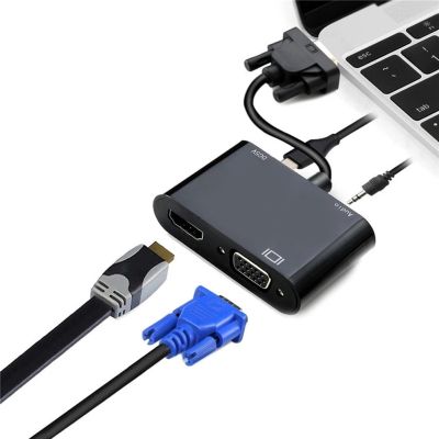 ▦✵ 3 in 1 VGA to HDMI-Compatible Adapter 3.5mm Audio Jack VGA Converter Splitter HDTV Monitor Projector Display Connector Accessory