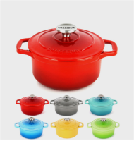 หม้อปรุงอาหาร Cocotte เหล็กหล่อฝรั่งเศสคุณภาพเยี่ยม,ทำในฝรั่งเศส18ซม. 8สี