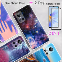 2อิน1สำหรับ Realme GT Neo 3เคสนิ่ม TPU ทำสีเคสโทรศัพท์ด้วยซิลิโคนที่มีฟิล์มกันรอยกันกระแทกโค้ง