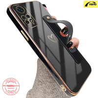 นาโนเคสชุบโลหะนิ่มสำหรับ Xiaomi Redmi Note 11 11S 4G Redmi Note 11 Pro 4G 5G พร้อมขาตั้งหัวใจแห่งความรักที่น่ารักฝาหลังป้องกันการตก