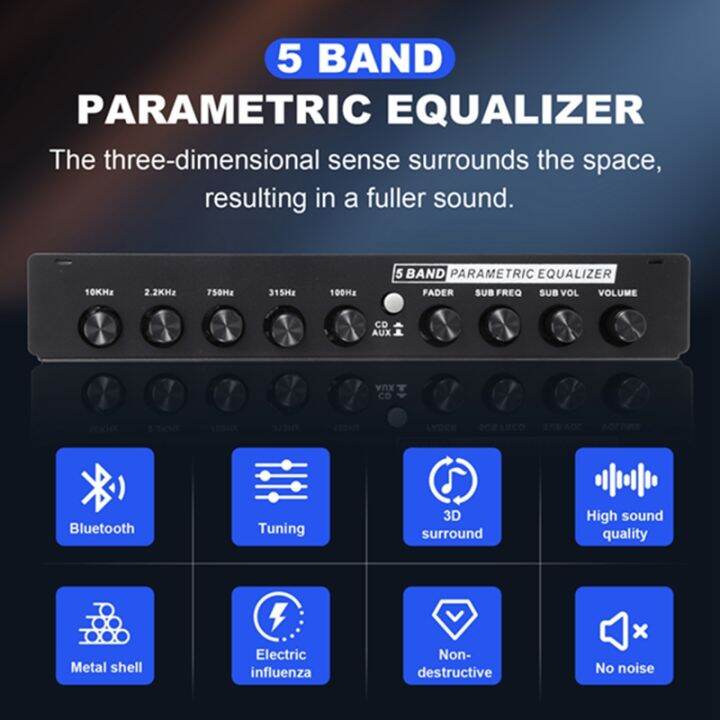 Car Audio Equalizer, Adjustable EQ Car Amplifier Graphic Equalizer with