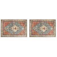 2X Distressed Entryway Rug Doormat Bohemian Faux Wool Floor Carpet for Indoor Front Entrance Kitchen Bathroom Number 5