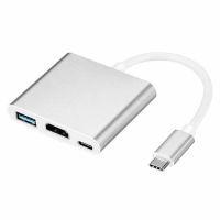 【】 ClickDeals ชนิด C USB 3.1กับ USB-C 4K USB HDMI 3.0สายอะแดปเตอร์3 In 1ศูนย์กลางสำหรับ Macbook Pro