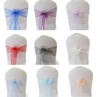 25ชิ้น Organza เชียร์เก้าอี้แต่งงานตกแต่งพรรคโรงแรมเก้าอี้ Sash ปมเข็มขัดเก้าอี้โบว์ครอบคลุมวงผูกเก้าอี้ผ้าคาดเอวตกแต่ง