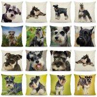 {fabric sofa}น่ารัก Schnauzer PillowcaseThrow ปลอกหมอน DogCushions45x45cm DWG059