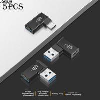 JQKSJH 5pcs โทรศัพท์มือถือสำหรับมือถือ ขั้วต่อ USB C 90องศาองศา 10กิกะบิต ตัวแปลงสัญญาณ USB 3.0เป็น Type-C อะแดปเตอร์ OTG