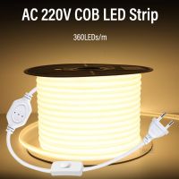 【LZ】 COB LED Strip 220V Waterproof Outdoor Decor  360Leds/M RA 90 High Brightness 3000K 4000K 6000K Flexible Ribbon FOB Light