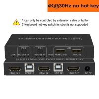 ตัวสลับพอร์ต USB KVM HDMI 4K สวิตช์ KVM สำหรับ HDMI 2พอร์ต2X1กล่องสวิตช์2อิน1สำหรับเมาส์และคีย์บอร์ดแชร์แล็ปท็อปวินโดว์คอมพิวเตอร์และแม็คค์