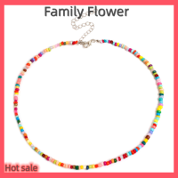 Family Flower Flash Sale โบฮีเมียนทำมือลูกปัดสีรุ้งสร้อยคอลูกปัดสีลูกกวาดเครื่องประดับผู้หญิง