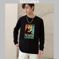 SEATUEMA เสื้อกันหนาวผู้ชาย Pullover เสื้อกันหนาวเกาหลีแฟชั่นพลัสขนาดเสื้อตัวอักษรพิมพ์ด้านบน Unisex แขนยาว