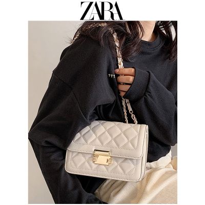 Zara กระเป๋าผู้หญิงกระเป๋าเล็กใหม่2021สไตล์สุดฮิตมัดย้อมสายโซ่ส่งเอกสารฝรั่งเศสแบบดั้งเดิมเข้าได้พอดี