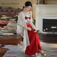 HolidayQueen ชุด HQ2112สามชิ้นย้อนยุคกุหลาบสไตล์จีน
