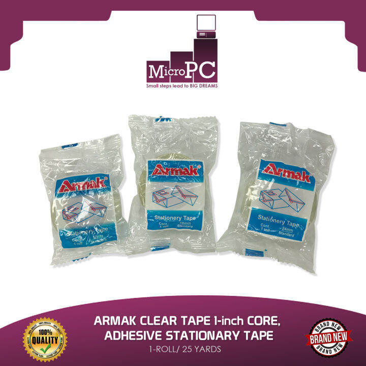 ARMAK CLEAR TAPE 1inch CORE, ADHESIVE STATIONARY TAPE, 1ROLL/ 25