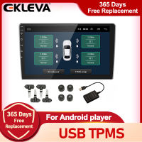 EKLEVA ระบบตรวจสอบความดันยางรถยนต์ USB Android TPMS,ตัวเซ็นเซอร์ภายนอกภายในสำหรับวิทยุเครื่องเล่น DVD พร้อมเซ็นเซอร์4ตัว