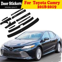 Car Door Sill Leather Stickers Fit For Camry 2018 2019 XV70 Plate Carbon Fiber Threshold Strip Front Rear Taildoor Accessories