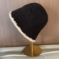 HOT★Autumn And Winter Lamb Wool Fisherman Cap Wholesale Korean New Panama Bucket Hats Solid Colour Knitted Hat Female