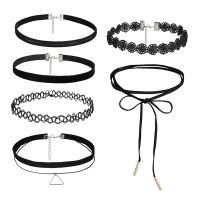 【DT】hot！ 6Pcs/set Gothic Leather Collier 90S Punk Choker Necklaces Collar Chocker