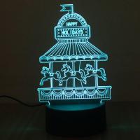 COYEN Merry-Go-Round Touch โคมไฟตั้งโต๊ะ7สีเปลี่ยนโคมไฟ3D LED ไฟกลางคืน