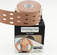 Kinesiology Tape เทปบำบัด เทปติดกล้ามเนื้อ เทปพยุงกล้ามเนื้อ แบบมีรูระบายอากาศ   ขนาด 5cm ยาว 5 เมตร -สีเนื้อ