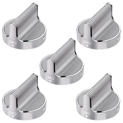 5PCS W10766544 Gas Stove Knobs Silver Gas Stove Knobs Stainless Steel Gas Stove Knobs for Whirlpool WFG540H0ES0 Gas Range - Replace W10430807 W10676228 AP5958476 4248219