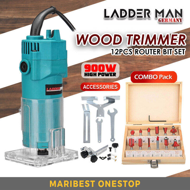 Combo Set Ldm 3703 900w Electric Hand Trimmer Wood Mesin Ukir Kayu