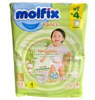 Molfix Natural Pants โมฟิก เนเชอรัล ผ้าอ้อมสำเร็จรูปแบบกางเกง รุ่นพรีเมี่ยมสีเขียว ไซส์ L 62+4 ชิ้น (จำนวน 1 ห่อ)