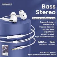 Remax รุ่น Rm-533 {3.5MM} music bass stereo to Aux หูฟัง สมอลล์ทอล์ค คุยโทรศัพท์ได้  พร้อมส่ง