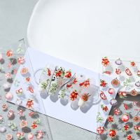 YISHA ผู้หญิงเชอร์รี่แตงโมดอกกุหลาบดอกไม้เล็บสติกเกอร์การตกแต่งศิลปะทำเล็บอุปกรณ์รูปตกแต่งเล็บผลไม้