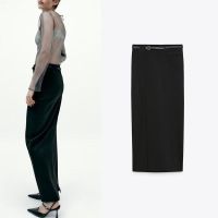 UR ZARA COS ฤดูใบไม้ร่วงและฤดูหนาวใหม่เข็มขัดผู้หญิง8897707 ROK High Waist สีดำชุดกีฬา