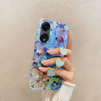 เคส OPPO A98 A78สำหรับ เคสนิ่มภาพสีน้ำมันแฟชั่นบลูอ่อน + สร้อยข้อมือแห่งความรักป้องกันสำหรับ OPPO A98 A78ฝาหลัง