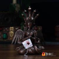 Original Product ไกลเรืองแสงพระพุทธรูปพระพุทธรูป,ทำจากทองแดงสีแดงเพื่อทำรูปมังกรแกะสลักแบบเก่าเครื่องประดับพระพุทธรูปเนปาลขนาดเจ็ดนิ้ว