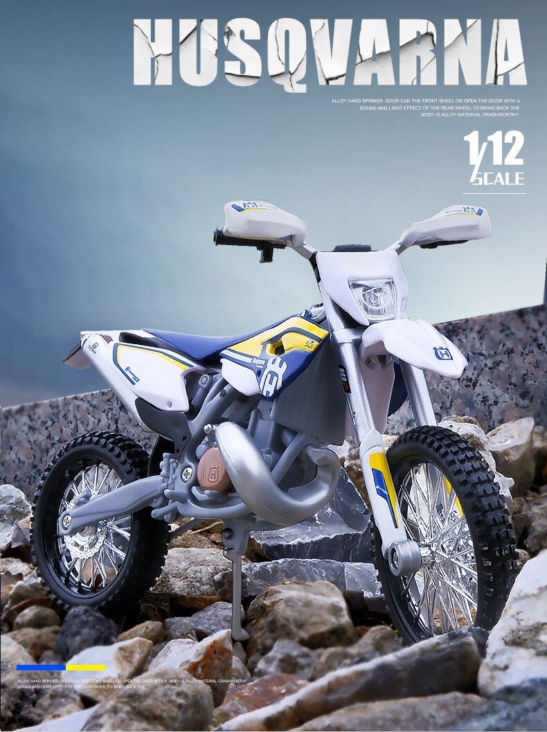 1/12 Motorcycle Scale Husqvarna TE125 2016 Dirt Bike Motocross Diecast model toy 