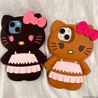 3D Stereoscopic Skirt Sanrio Hello Kitty Phone Case for IPhone 14 13 12 11 Pro Max 14 Pro Silicone Soft Anti-fall Back Cover