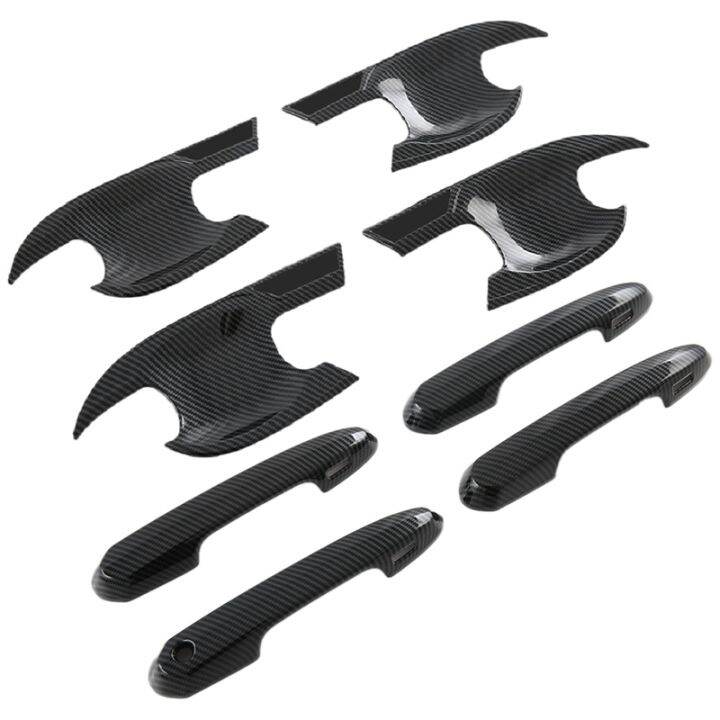 Carbon Fiber Style Car Door Handle Cover and Bowl Trim Sticker Accessories for Toyota Land