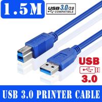 สายปริ้นเตอร์ สายต่อเครื่องพิมพ์ USB 3.0 Scanner Printer Cable Sync Data Charger Cable High Speed Type A to B Male Male with PVC Material for Copier Blue ยาว 1.5M