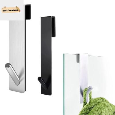 DJRGS เจาะฟรี Mandi Bola ราวไม้แขวนอุปกรณ์อาบน้ำเหนือตะขอแขวนเสื้อคลุมแก้วชั้นวางของในห้องน้ำประตูกระจกตะขอตะขอห้องน้ำ