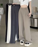 ✱◐ Large size khaki drape suit pants for women in summer pear-shaped body straight pants fat mm high waist slim wide leg pants