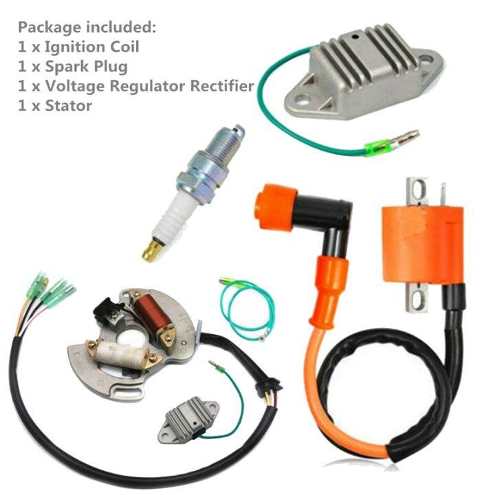 Ignition Coil Spark Plug Voltage Regulator Rectifier & Stator Kit for