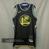 【High Quality】Mens 2021-22 New Original NBA Golden State Warriors Curry #30 StephenˉCurry Jersey City Edition Black Swingman Heat-pressed