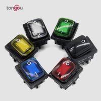 30A 4 Pin DPST IP67 t85 Sealed Waterproof Auto Boat Marine Rocker Switch with LED 6V 12V 24V 110V 220V 30x22 Heavy Duty