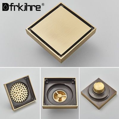 Bathroom Square Invisible Brushed Gold Floor Drain Waste Grate ShowerBrass Drain Black Kitchen Floor Drain Tile Insert Drain  by Hs2023
