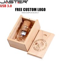 JASTER Free LOGO Wooden Box USB 3.0 Pen Drive 128GB Wishing Bottle Memory Stick 64GB Wedding Gift Photography Flash Drive 32GB