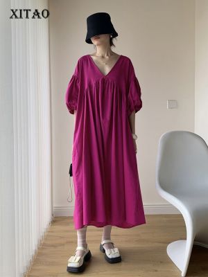 XITAO Dress Causal Fashion Half Sleeve Women Loose Dress
