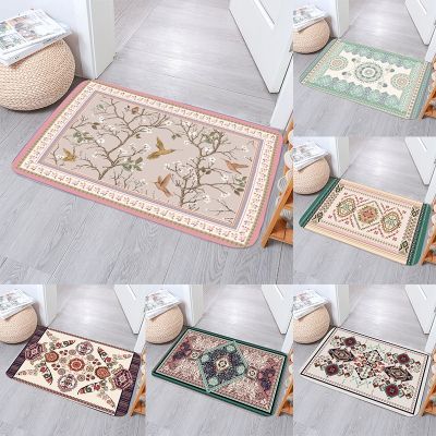 【JH】 Cross-border ethnic style short plush printed retro mat bohemian bathroom absorbent non-slip carpet floor