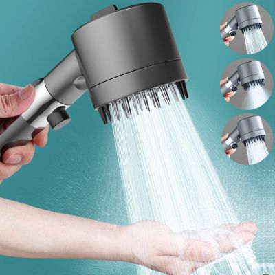 3 Modes Pressure Shower Filter Rainfall Massage Spa Pressurized One-Key Stop Spray Nozzle Accessories
